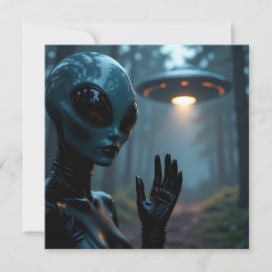 Vrouw buitenaardse alien en ufo