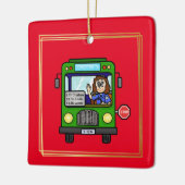 Vrouw buschauffeur kerstversiering keramisch ornament (Links)
