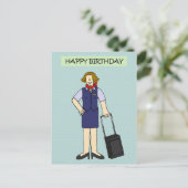 Vrouw Cabin Crew Verjaardag Briefkaart (Staand voorkant)