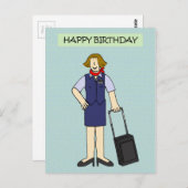 Vrouw Cabin Crew Verjaardag Briefkaart (Voorkant / Achterkant)