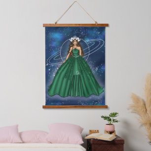 Vrouw Capricorn Goddess Mode Illustratie Hangend Wandkleed