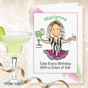 Vrouw Cartoon Margarita Grappig Gezegde Verjaardag Kaart