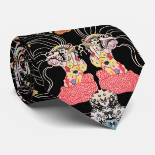 VROUW, CENTAUR FLORAL Red Black Klimt Patroon Stropdas