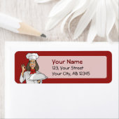 Vrouw Chef Cooking Etiket (Insitu)