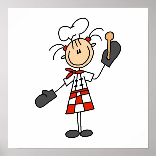 Vrouw Chef met Mitts en Wooden Spoon Poster (Voorkant)