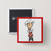 Vrouw Chef Vierkante Button 5,1 Cm (Voorkant /achterkant)