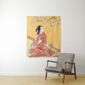 Vrouw & Cherry Blossom #2 Wandkleed (In situ)