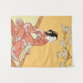 Vrouw & Cherry Blossom #2 Wandkleed (Voorkant (horizontaal))