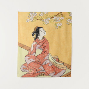 Vrouw & Cherry Blossom #2 Wandkleed