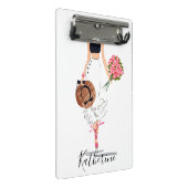 Vrouw Chique Mode Stijlvolle witte rok bloemen Mini Klembord (Schuin)