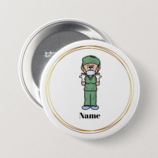 Vrouw chirurg in Scrubs Name Button (Voorkant /achterkant)