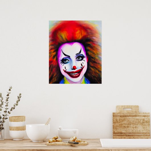  vrouw Clown AI Art Poster (Keuken)
