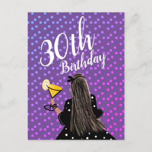 Vrouw Cocktail Mode Schoonheid 30e Verjaardag Briefkaart
