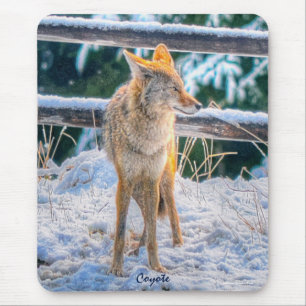 Vrouw Coyote jacht op sneeuw #Gift Mousepad Muismat
