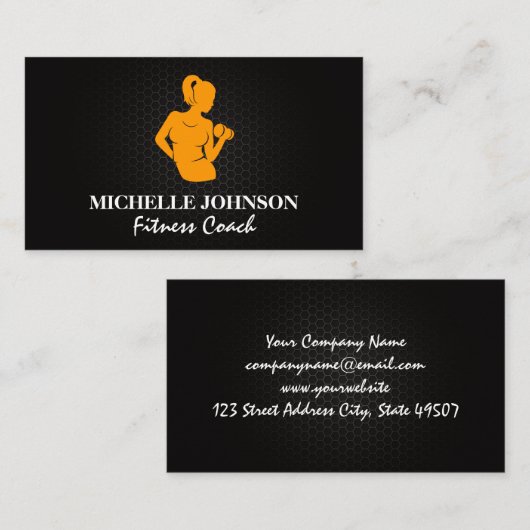 Vrouw Curling Gewicht | Carbon Metaal Visitekaartje (Voorkant / Achterkant)