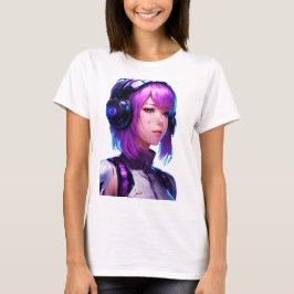Vrouw Cyborg anime stijl T-shirt