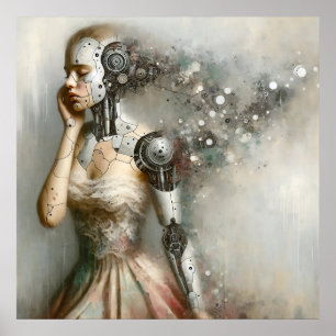 Vrouw Cyborg Vrouw AI Kunst Poster