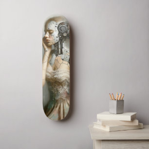 Vrouw Cyborg Vrouw AI Kunst Skateboard