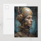 Vrouw Cyborg Woman Science Fiction Briefkaart (Voorkant / Achterkant)