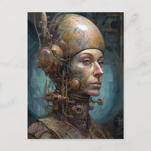 Vrouw Cyborg Woman Science Fiction Briefkaart (Voorkant)