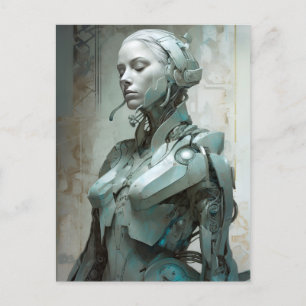 Vrouw Cyborg Woman Science Fiction Briefkaart