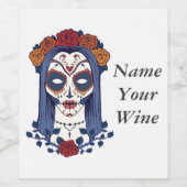 Vrouw Dag van de dood Wijn Etiket (Enkel label)