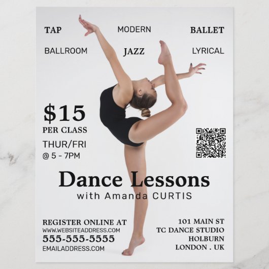Vrouw Dancer, Dance Lesson Adverteren Flyer (Voorkant)