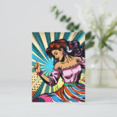  vrouw dansen salsa Pop kunst Briefkaart (Staand voorkant)