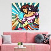  vrouw dansen salsa Pop kunst Canvas Afdruk (Insitu (Woonkamer))