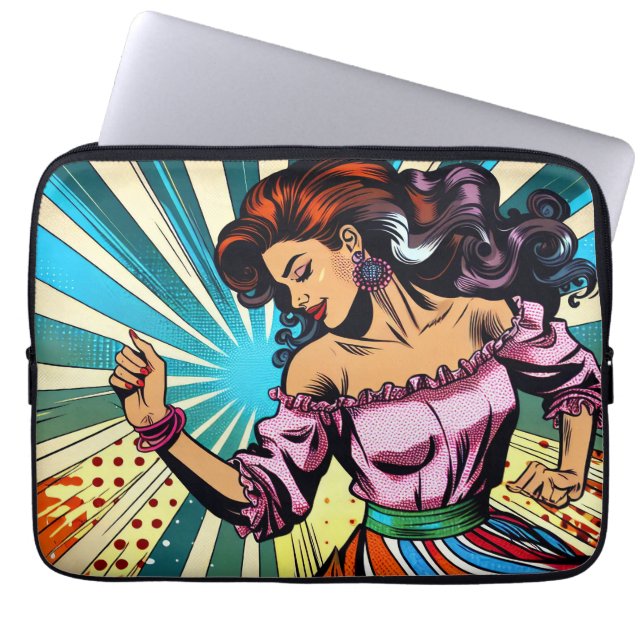  vrouw dansen salsa Pop kunst Laptop Sleeve (Voorkant)