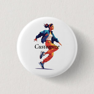 Vrouw danser Hip Hop Thunder_Cove Ronde Button 3,2 Cm