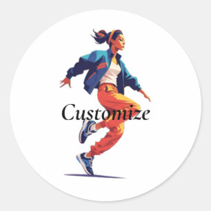 Vrouw danser Hip Hop Thunder_Cove Ronde Sticker
