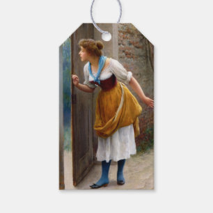Vrouw die afluistert (door Eugene de Blaas) Cadeaulabel