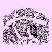 Vrouw die appels plukt 	rubberstempel