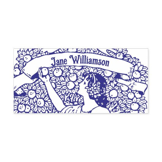 Vrouw die appels plukt zelfinktende stempel (Design)