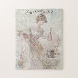 vrouw die bloemen aantrekt legpuzzel