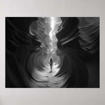 Vrouw die door een canyon gulch B&W-foto loopt
