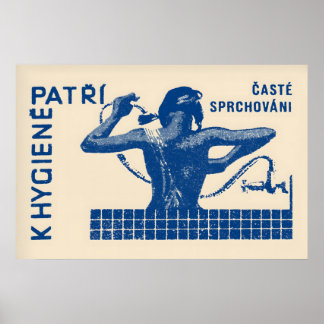 Vrouw die doucht Matchbox-kunstprint, Tsjechische Poster