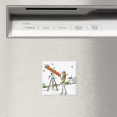 Vrouw die een astronomische telescoop gebruikt magneet (Insitu (Vaatwasser))