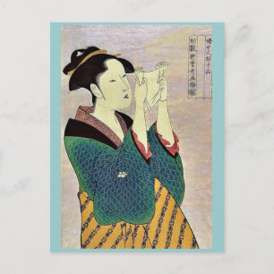 Vrouw die een brief leest van Kitagawa, Utamaro Uk Briefkaart