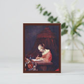 Vrouw die een brief schrijft... door Gerard Ter Bo Briefkaart (Staand voorkant)