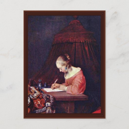 Vrouw die een brief schrijft... door Gerard Ter Bo Briefkaart (Voorkant)
