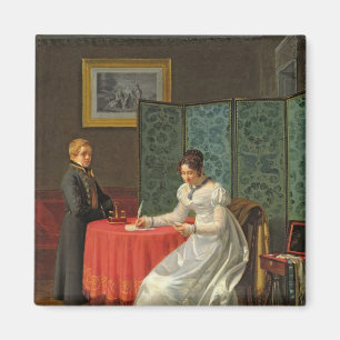 Vrouw die een brief schrijft magneet