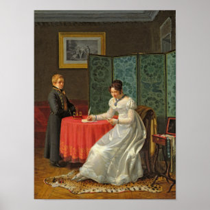 Vrouw die een brief schrijft poster