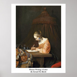 Vrouw die een brief schrijft van Gerard Ter Borch  Poster