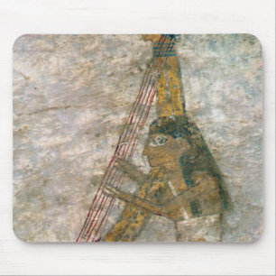 Vrouw die een gebogen harp speelt muismat