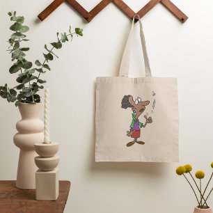 Vrouw die een muntstuk voert tote bag