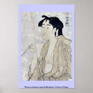Vrouw die een pijp rookt door Kitagawa, Utamaro Uk Poster