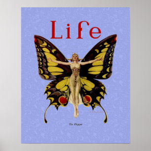 Vrouw die fladdert als een vlinder Illustratie Poster