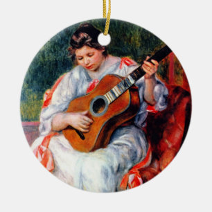Vrouw die gitaar speelt van Pierre Renoir Keramisch Ornament
